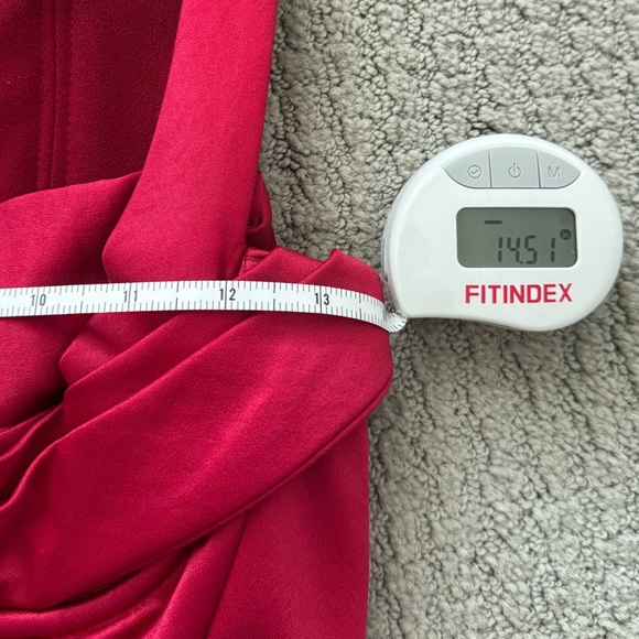 House of CB Charlotte Red Satin Midi Dress with Slit - Picture 10 of 10